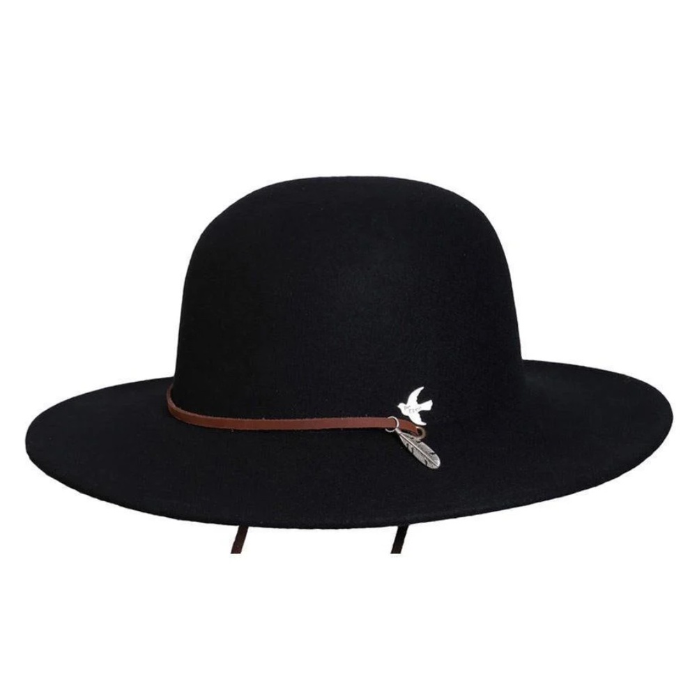 NEW Black Organic Wool Hat with Bird and Feather Charms SOLD OUT